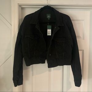 NWT distressed black jean jacket